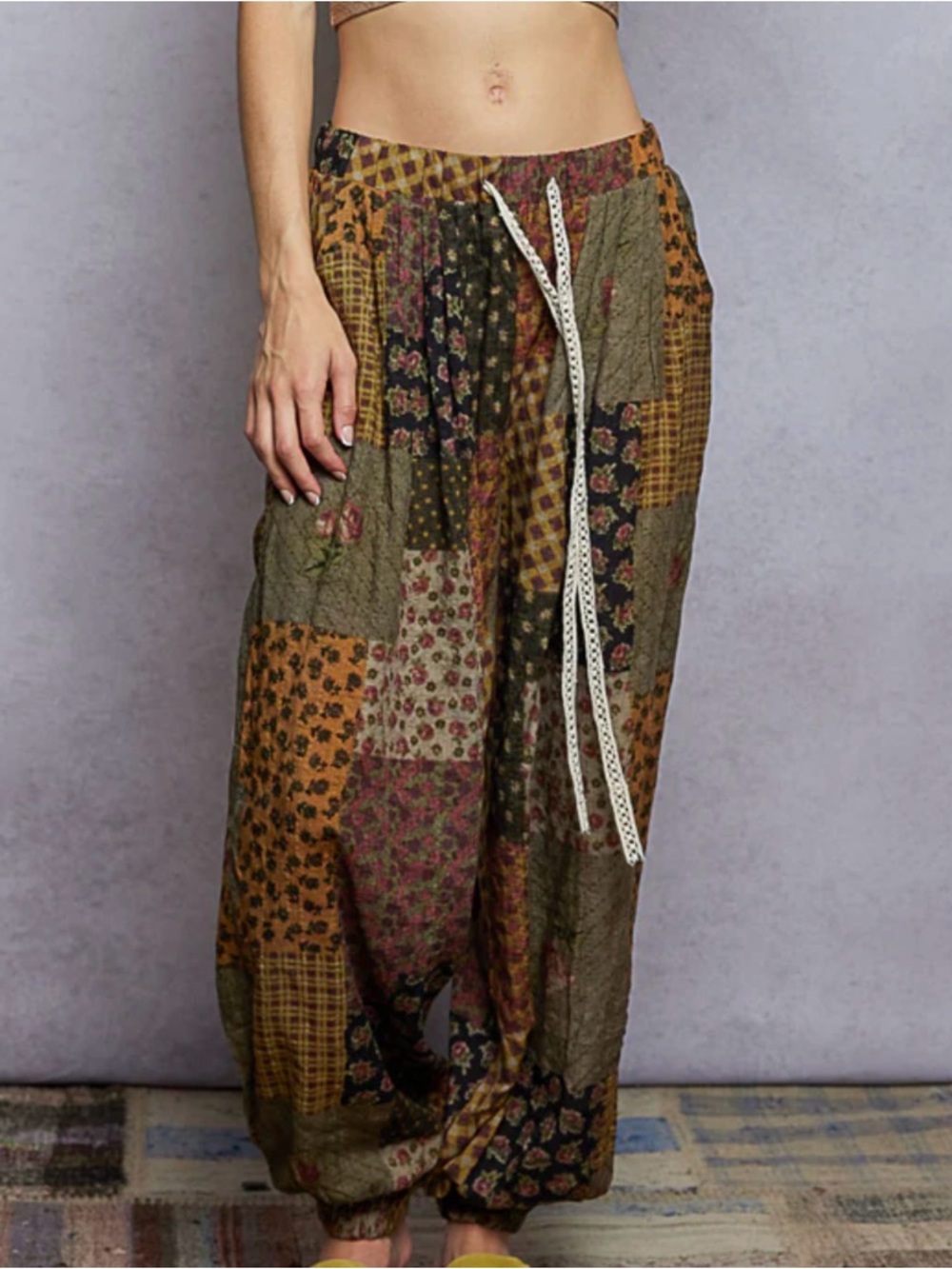 POL Multi Print Patchwork Joggers